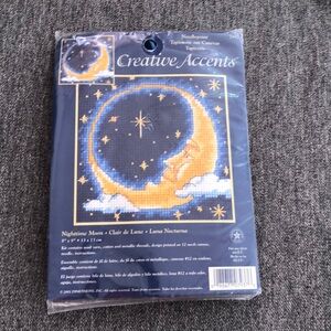 COPY - VTG Creative Accents 2001 ‘Nighttime Moon’ Needlepoint 5x5” New Sealed